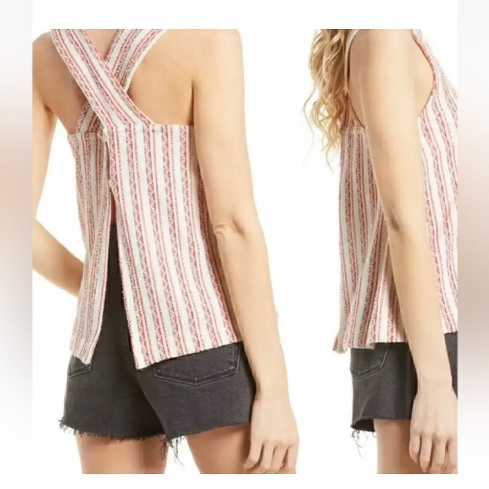 Madewell NWT Bouclé Stripe Cross-Back Tank Top Size XSmall style number AN429